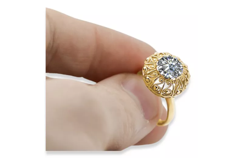 Vintage Anneau Zircon Or jaune 14 carats vrc059y